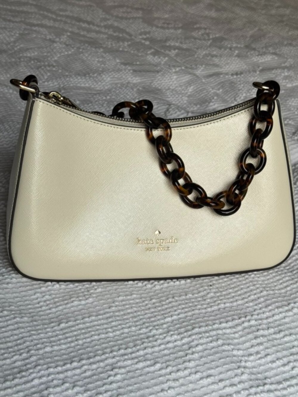Kate Spade Saffiano Leather Shoulder Bag with Tortoise Chain & Crossbody Strap